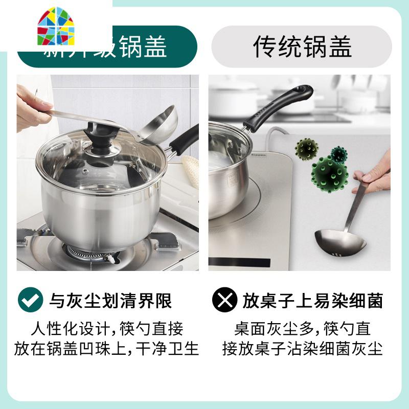 304不锈钢奶锅加厚热奶锅不粘锅辅食婴儿牛奶小锅汤锅电磁炉用 FENGHOU 18CM钢珠头奶锅加特厚款高清大图