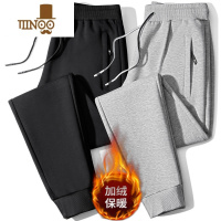 YANXU加绒裤男外穿潮流纯色百搭宽松口袋拉链运动男士休闲卫裤子