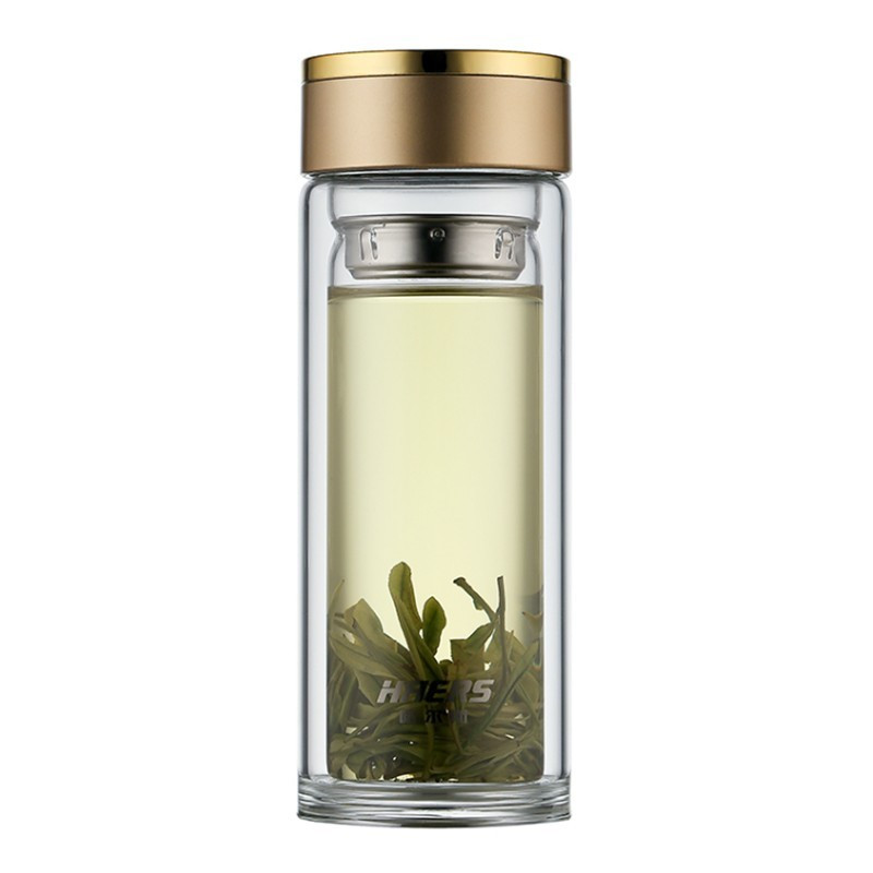 哈尔斯(HAERS) 300ml商务双层玻璃杯-金色 -HBL-W-300-73