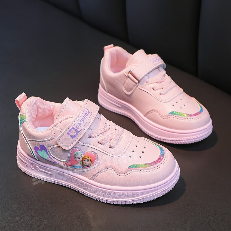 绛天女小学生新款儿童魔术贴小白鞋幼儿园女童可爱板鞋中大童小女孩