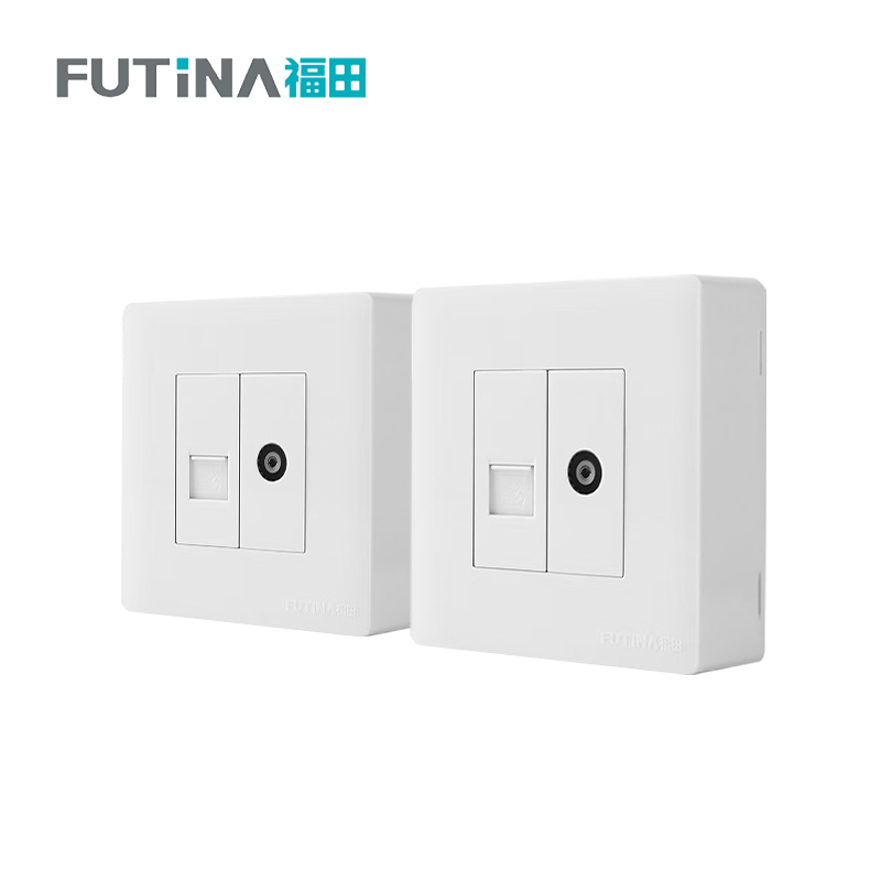 福田 插座 明装开关插座面板明线家用墙壁 明装一位电视一位电话 单位:个高清大图