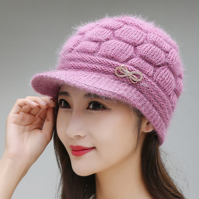 慕熙威尔秋冬新款帽子女中老年妈妈针织帽加绒保暖毛线帽户外加厚护耳