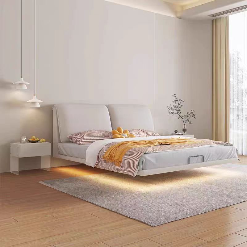 大象耳朵悬浮床现代简约家用主卧室软包双人床小户型带灯时尚婚床高清大图