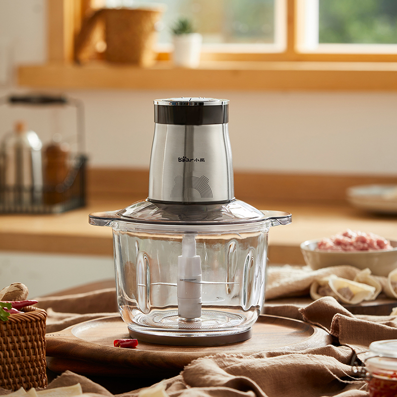 小熊绞肉机家用电动玻璃全自动多功能小型料理机肉馅机