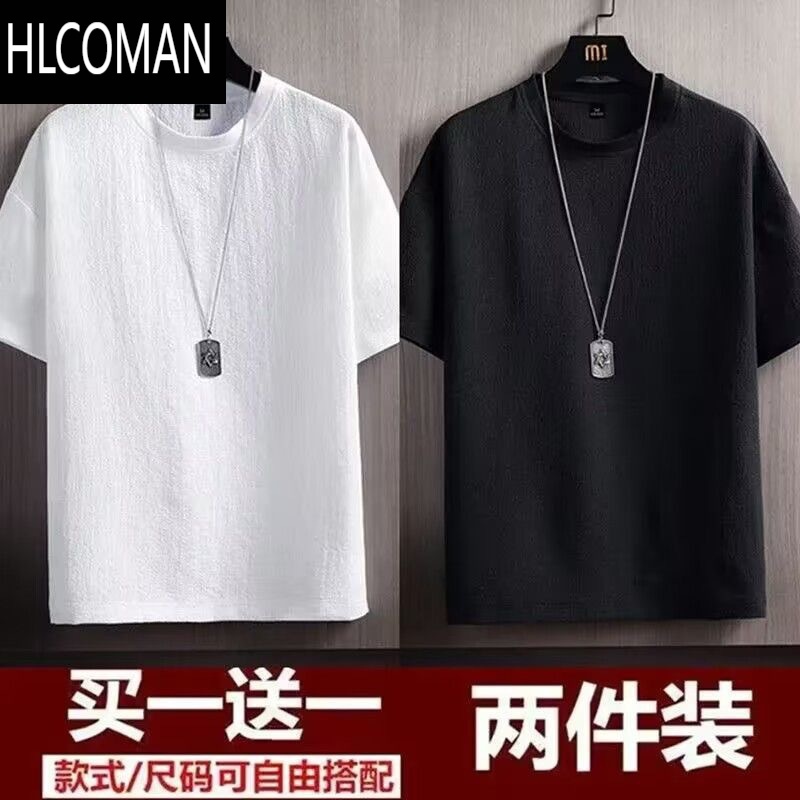 HLCOMAN短袖t恤男薄款速干夏季潮流男士宽松衣服男休闲百搭国风T恤短袖男高清大图