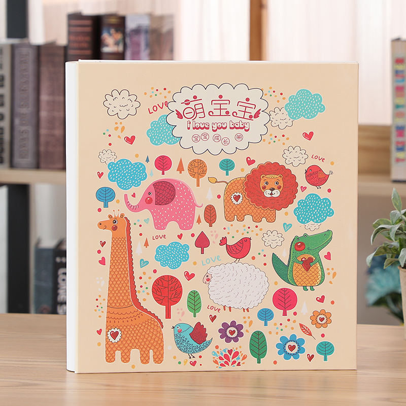 pu皮质6寸过塑插页式相册卡通大容量宝宝成长相册本