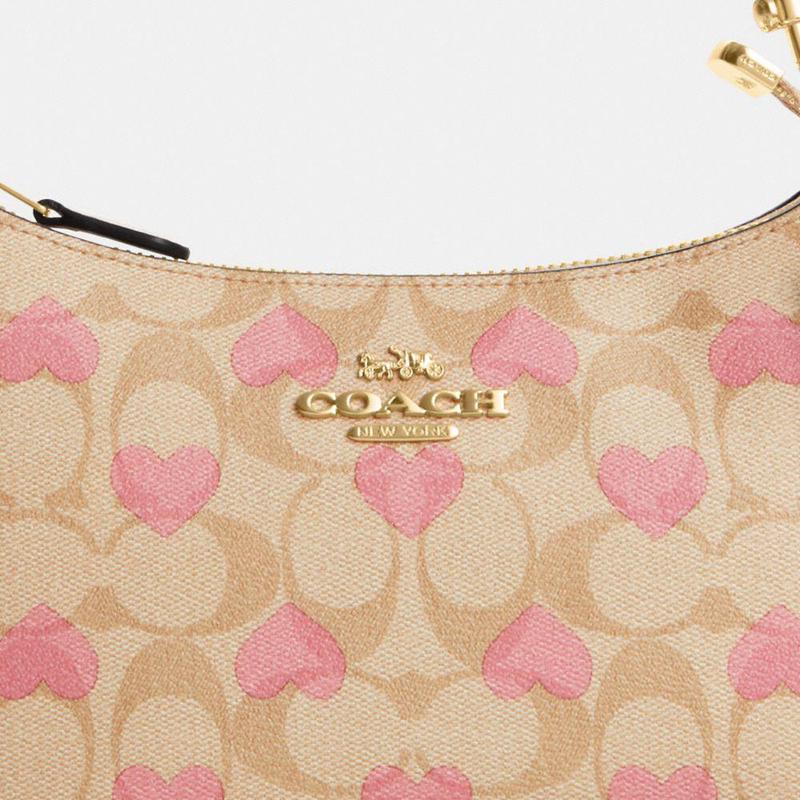 蔻驰coachteri心形印花标志性帆布经典时尚商务通勤女士单肩包斜挎包