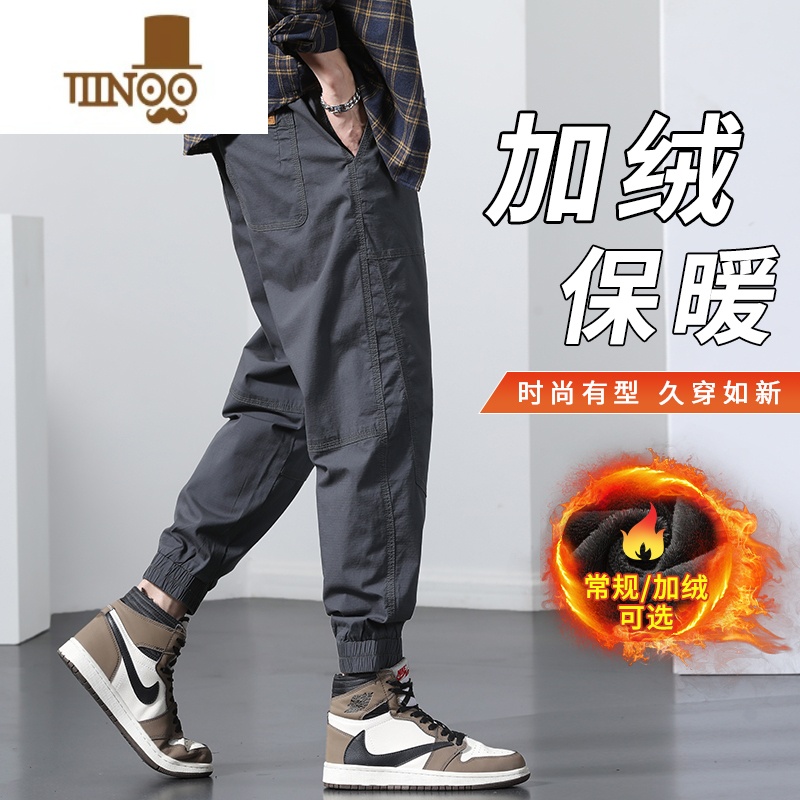 YANXU工装裤男士2023夏季薄款高端运动大码休闲九分潮牌束脚长裤子高清大图