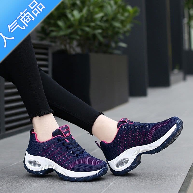 SUNTEK女鞋摇摇鞋2022夏休闲鞋韩版镂空厚底运动鞋软底防滑松糕气垫鞋女图片