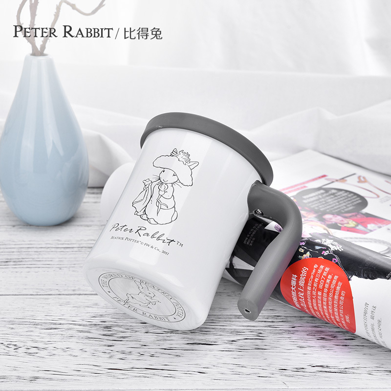 比得兔(Peter Rabbit) 办公室水杯304不锈钢创意马克杯茶杯带盖咖啡杯杯子 白色