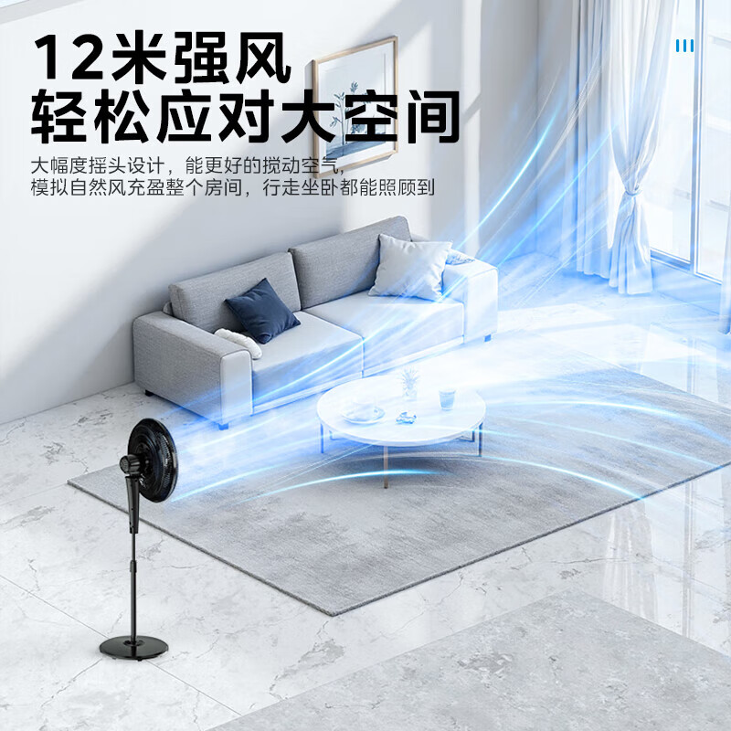 美的(Midea)电风扇轻音摇头立式20吋落地扇办公室循环扇工业12米远距离大风力电扇 FS45-23DR GM高清大图