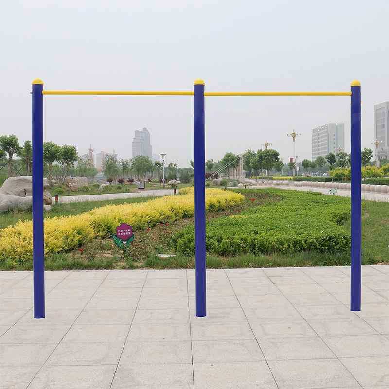 单杠高度2.4米(两付装)立柱管壁直径114mm 厚3.5mm 杠面长1.