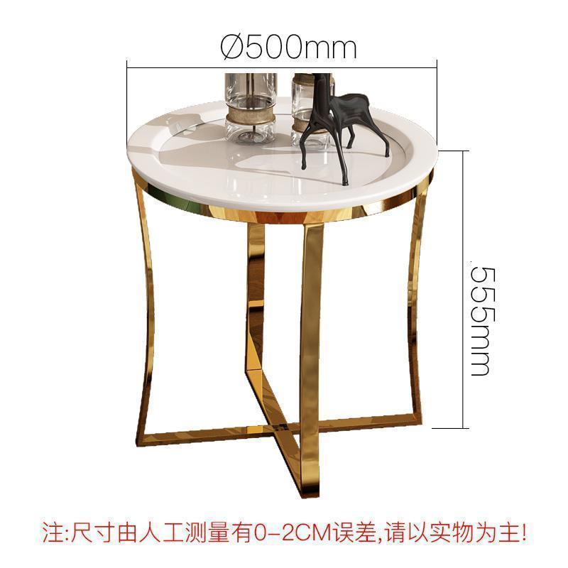 森美人现代简约美式角几客厅边几轻奢大理石沙发边几圆形小茶几 款式5：白色烤漆面