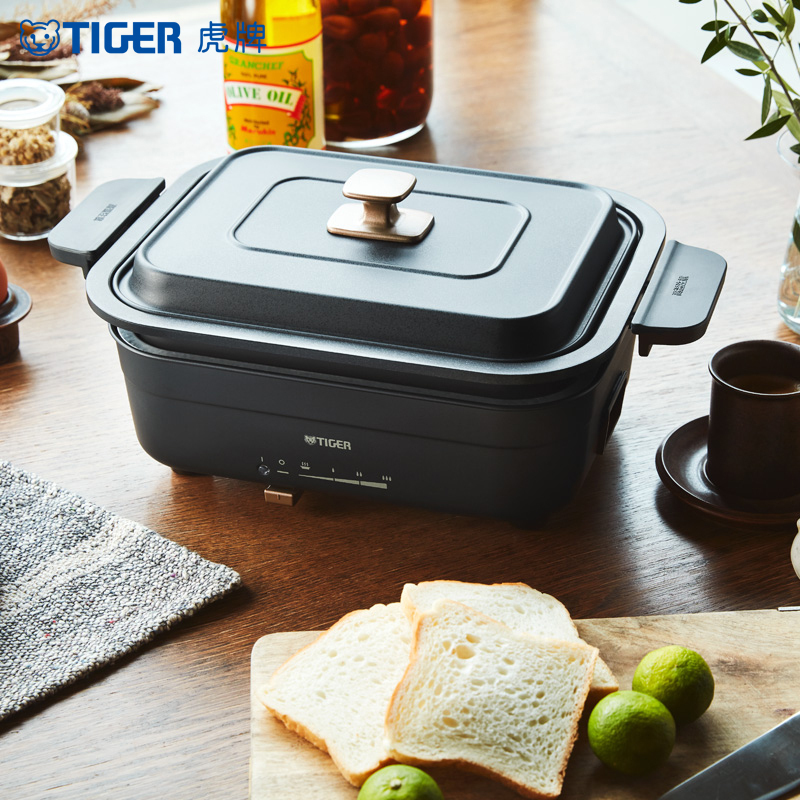 虎牌(tiger)CRL-A30C-K网红多功能料理锅电烤肉机家用煎煮一体电火锅 黑色款