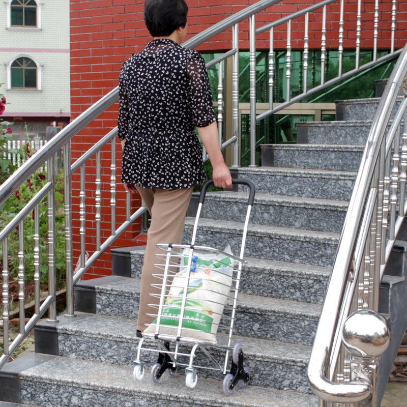 开馨宝 加粗八轮铝合金购物车折叠买菜车小拉车 六轮拖车推车便携爬楼手拉车