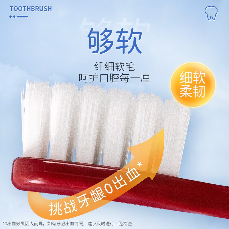 艾特柔(ITO)成人宽头牙刷软毛牙刷细毛健齿护龈方头成人牙刷家庭装 软毛 1支 -颜色随机高清大图