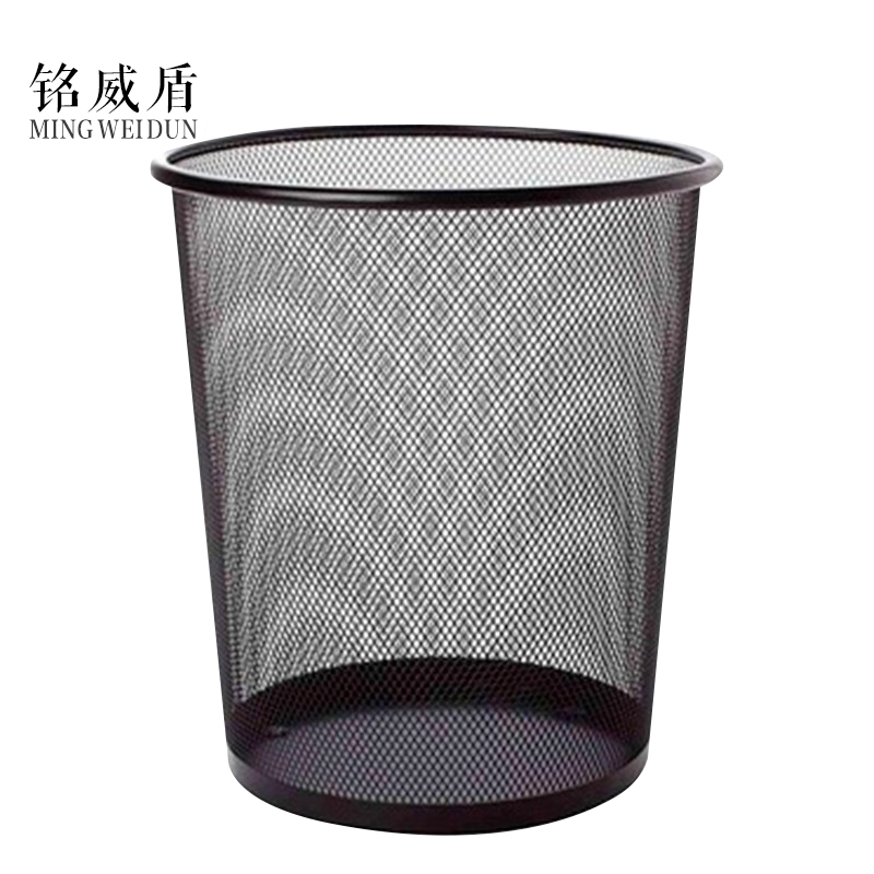 铭威盾加厚铁网垃圾桶家用金属防锈垃圾篓办公室铁丝网废纸篓无盖中号(12L)