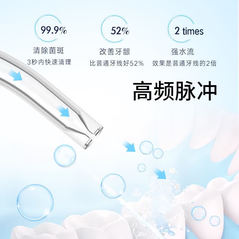 澳得迈便携冲牙器水牙线洗牙器 家用手持式洁牙机 WT-312 Pro 白色 3支喷头高清大图