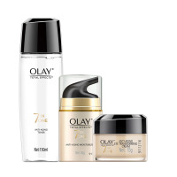 olay玉兰油套装面霜爽肤水眼霜三件套多效修护霜醒肤水眼霜滋润补水保湿紧致淡化细纹提亮肤色女士护肤品专柜正品