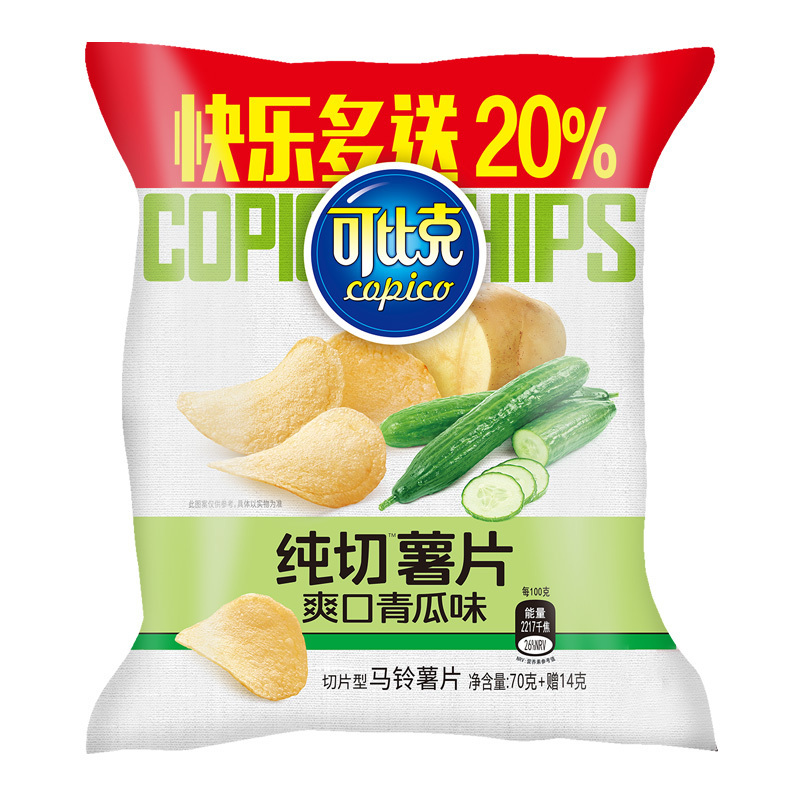 可比克 膨化食品 纯切薯片70g(爽口青瓜味)