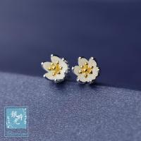 S925纯银耳饰 拉丝睡莲花耳钉泰国清迈手工创意耳线民族风送女朋友老婆生日礼送女朋友七夕情人节礼物