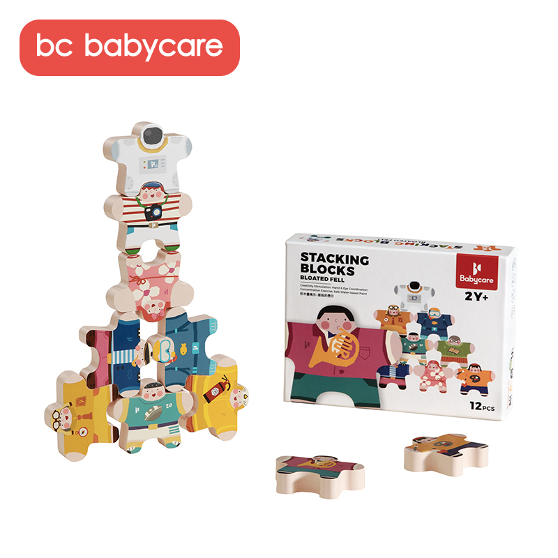 babycare玩具大力士平衡叠叠高人偶玩具儿童互动益智木质制叠叠乐积木赛利机器人