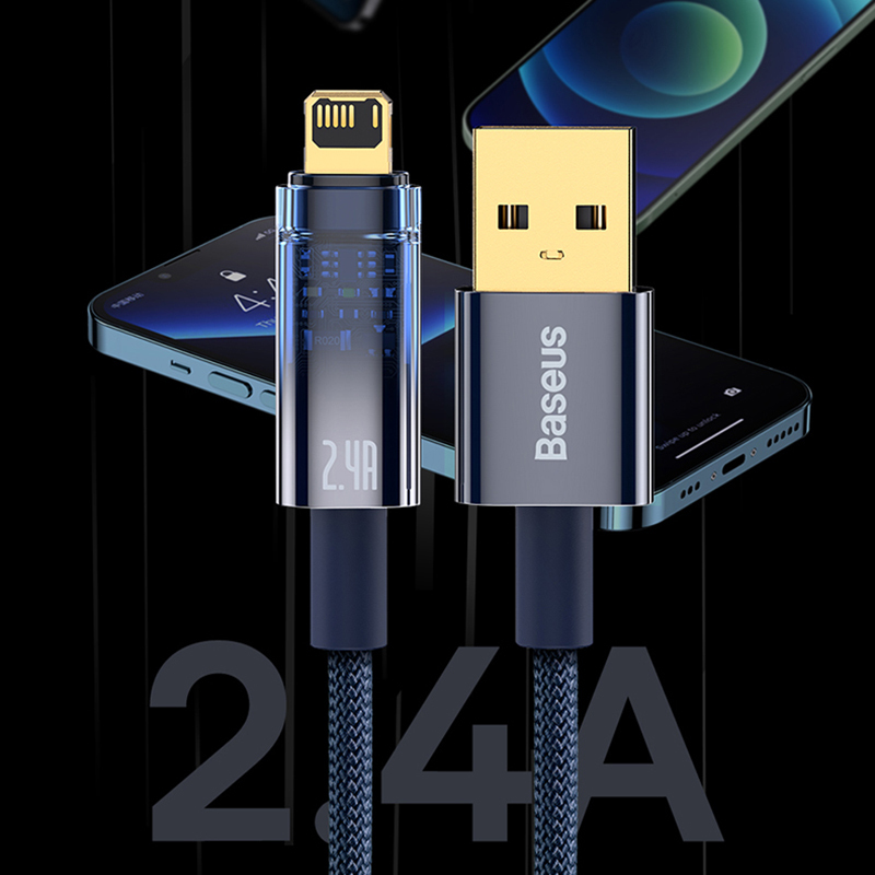 倍思适用于苹果数据线 PD快充线iPhone13手机充电线自动断电12pro1米USB转lighting快充线