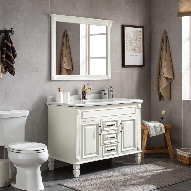 苏宁放心购(定制)卫浴美式橡木浴室柜组合卫生间洗漱台盆落地式实木洗脸洗手面盆池A-STYLE