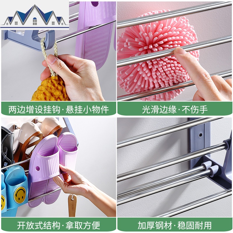 防盗后鞋架壁挂式拖鞋架免打孔家用经济型小户型节省空间置物架 三维工匠高清大图