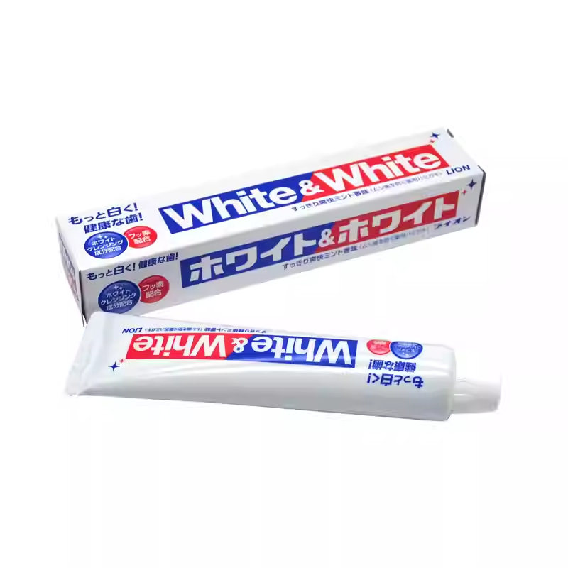日本狮王White大白牙膏成人含氟亮白防蛀去渍牙垢薄荷味150g高清大图