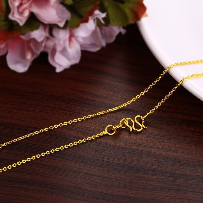 沙金锁骨细链子盒子链蛇骨水波圆珠元宝不掉色仿黄金首饰项链女