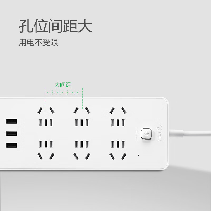 公牛(BULL)GNV-UUN153 3USB+ 6孔 全长1.8米高清大图