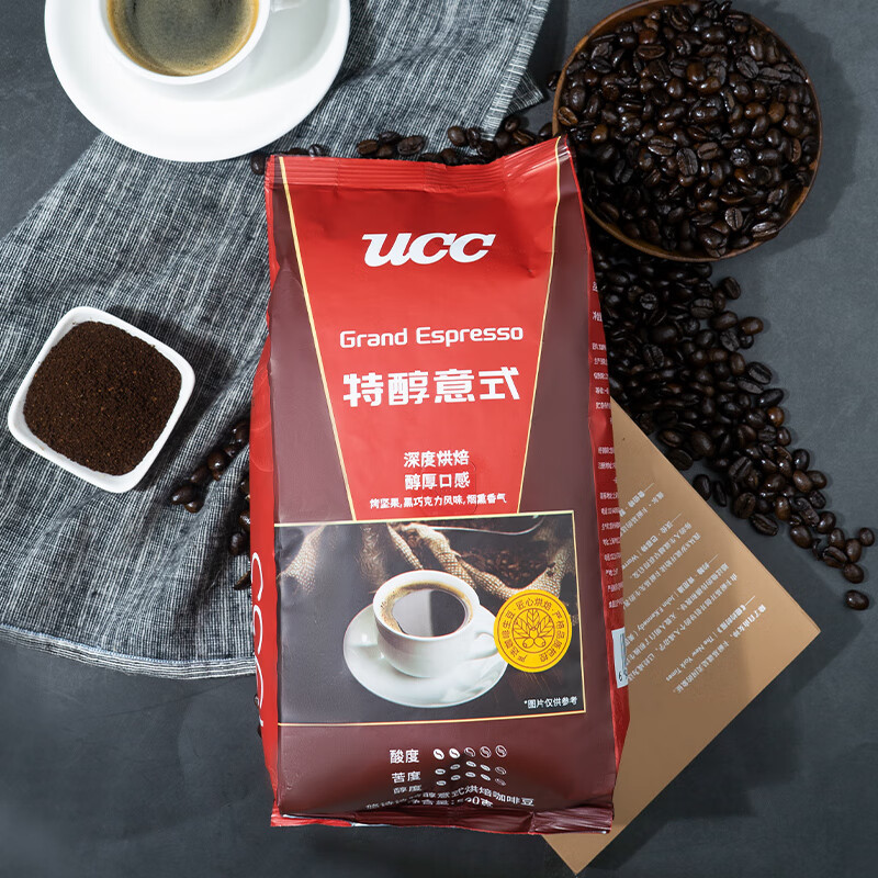 悠诗诗(UCC)经典意式咖啡豆深度烘焙口感浓郁手冲咖啡苦可可风味 特醇意式拼配Espresso500g*1袋