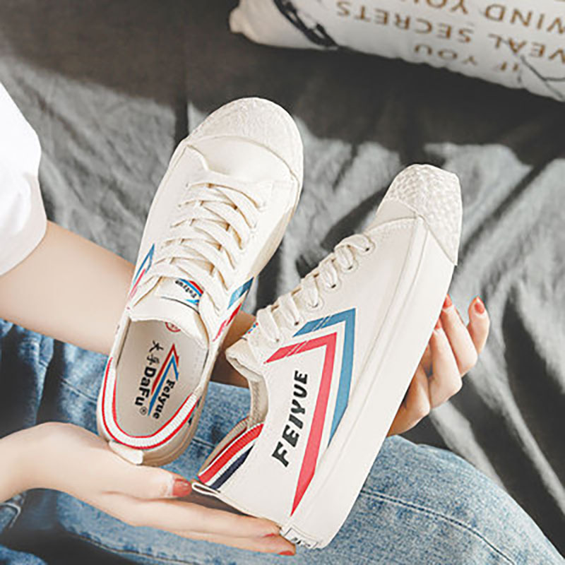 Feiyue/飞跃女鞋低帮帆布鞋米色系带休闲潮流百搭新款男鞋2255