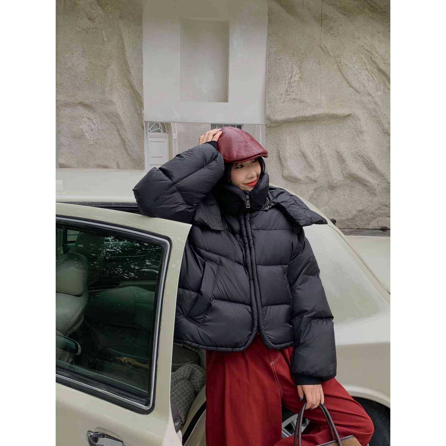 2025年冬季纯色宽松外套新款时尚韩版面包棉服加厚保暖棉衣高清大图