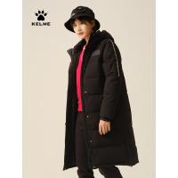 KELME/卡尔美 秋冬新款白鸭绒羽绒服女韩版中长款直筒保暖外套潮