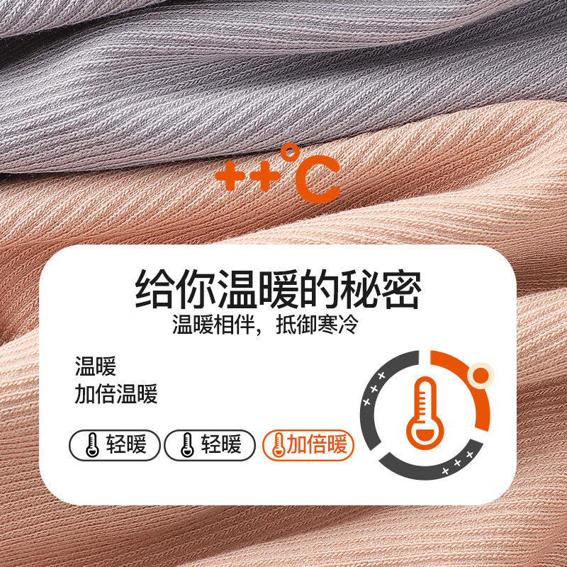 浪莎保暖内衣女冬季加绒加厚保暖套装肤密绒纯色圆领女士秋衣秋裤高清大图