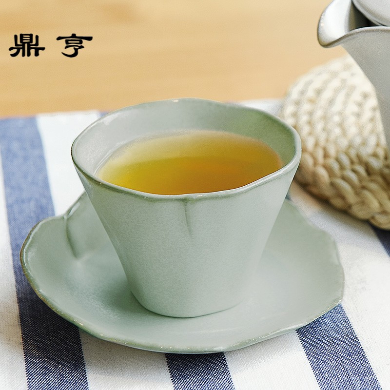 鼎亨日本进口手作陶瓷茶器 花朵树叶子造型 创意小清新茶杯子托盘