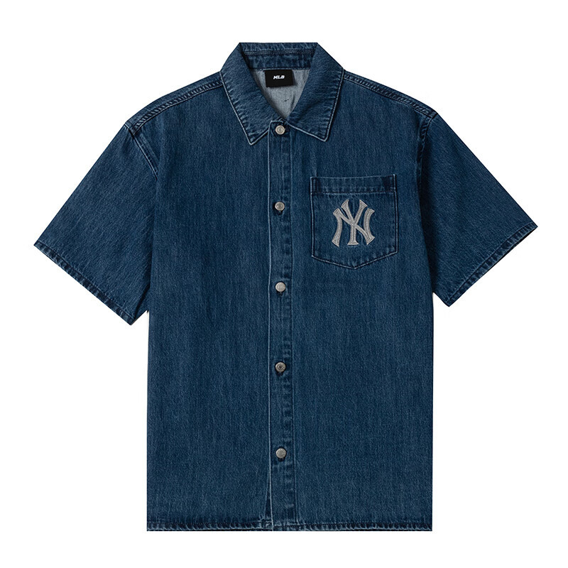 MLB 男女情侣牛仔衬衫 时尚休闲大logo外套 3ADRB0743-50INS