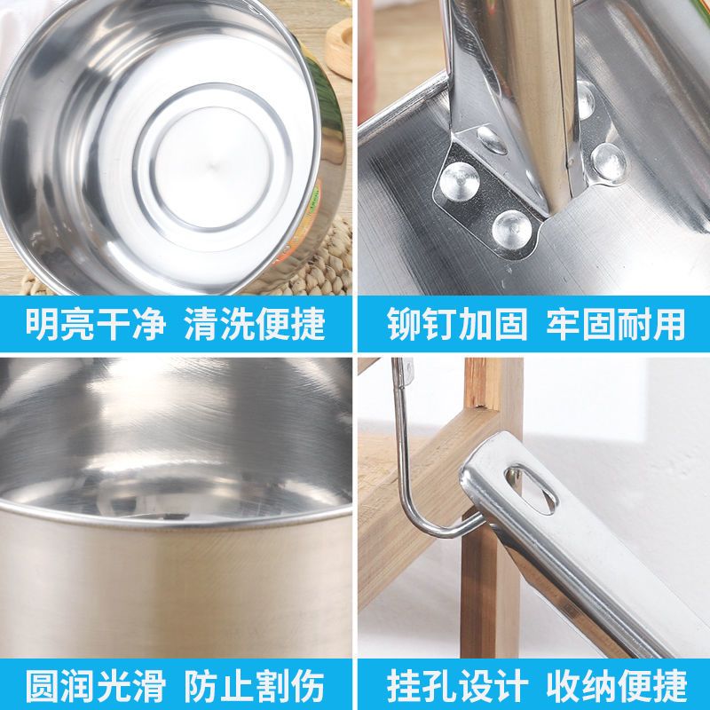 不锈钢水瓢家用盛水勺子商用长柄加厚水舀带手柄水漂厨房奶锅汤锅 清洁水瓢工具[百洁布]