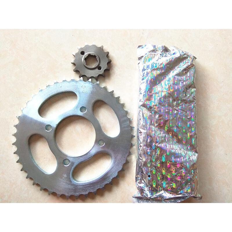 适用适用轻骑铃木摩托车套链 骏威GSX125链盘 QS125-3ABCEFGH链轮牙盘 原厂款套链