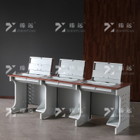 臻远 ZY4012433 隐藏式翻转电脑桌培训桌办公桌D款三人位
