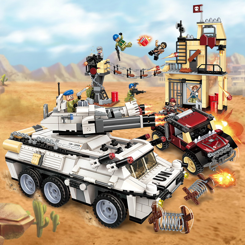 启蒙积木雷霆使命legao玩具 男孩子军事拼装坦克拼插飞机模型 雷霆