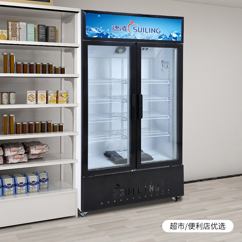 穗凌(SUILING)展示柜商用大冰柜 冷风循环立式冷藏玻璃门 冰柜对开门多门冷饮料柜保鲜冰箱 428升双门[冷风循环]
