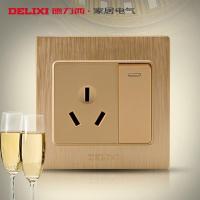 [官方旗舰店]德力西DELIXI 86型开关插座拉丝金面板 16a空调电热水器插座开关面板 一开三孔带开关插座