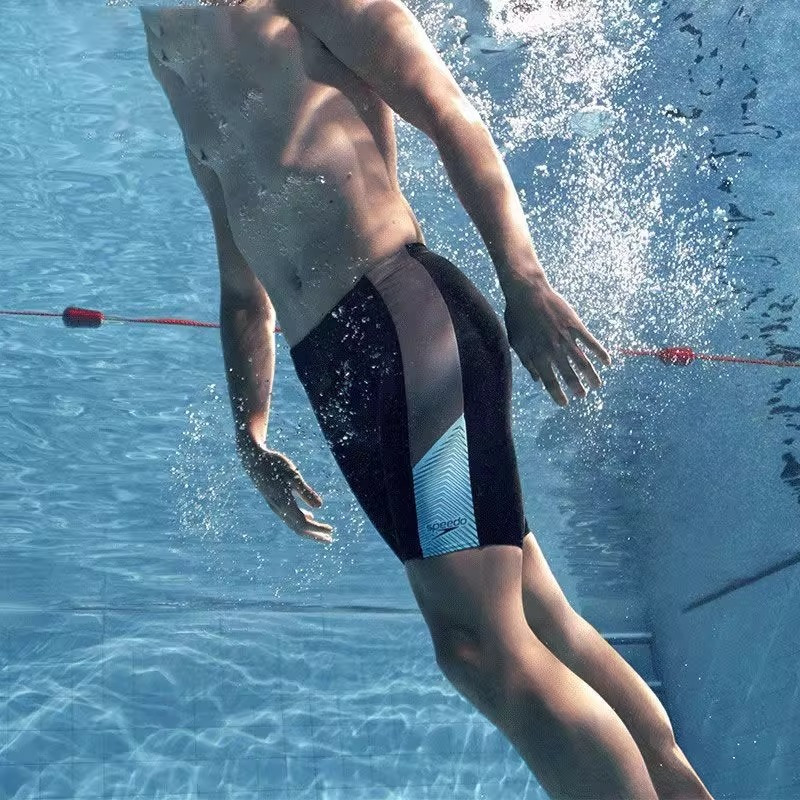 Speedo速比涛泳裤男士新款简约及膝泳裤运动裤训练泳裤