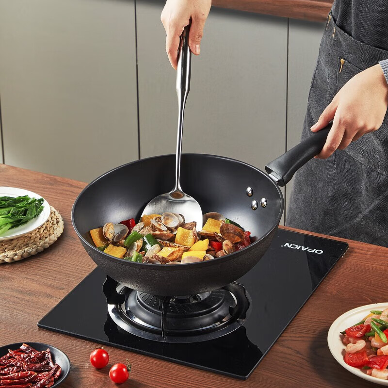 炊大皇 铸铁炒锅 无涂层铁锅平底炒菜锅30cm 氮化防锈不挑灶 典精DJ30ZT(规格:个)高清大图