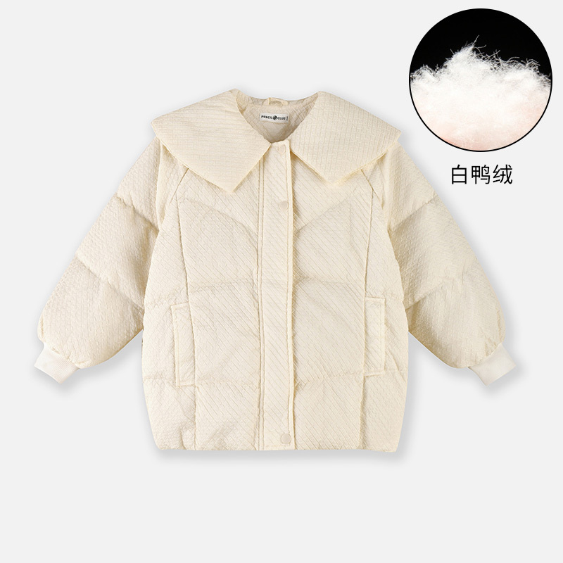铅笔俱乐部2024秋冬新品女童羽绒服儿童加厚保暖外套中大童上衣 140cm 浅杏