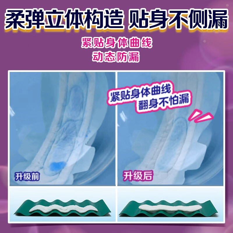 乐而雅卫生巾超瞬吸纤巧护翼型套装多包装超特长夜用40cm8片[4包]高清大图