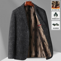 秋冬新款金丝绒保暖内胆男士休闲雪呢尔西服修身西装 180/XL 深灰